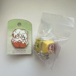NWT Inuyasha Enamel Pin and Fidget Light Up Keychain
